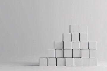 Minimalist Abstract Art: White Cubes in Geometric Composition
