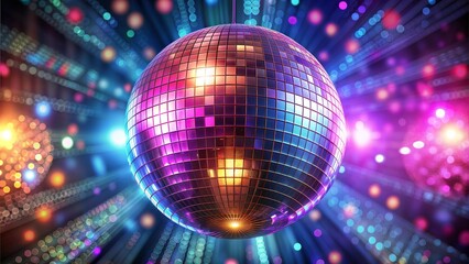 Obraz premium Shiny Disco Ball with Colorful Lights and Radiant Reflections