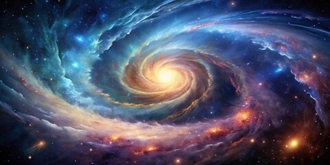 Abstract galaxy background with swirling clouds of gas and dust, interstellar medium, galaxy background, astronomy