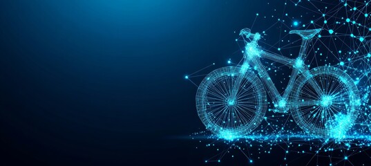 Abstract Bicycle on Blue Technology Background for Eco-Friendly Transportation Concept.
