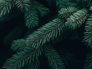Obraz premium Close-up of evergreen pine needles with snow, winter nature detail 
