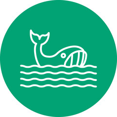Naklejka premium Whale line circle icon