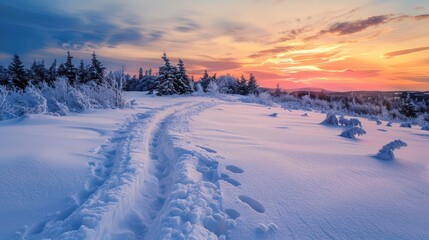 Obraz premium Winter Wonderland at Sunset