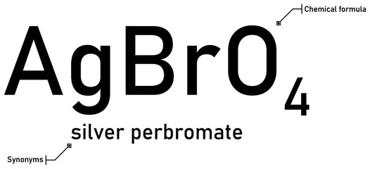 Silver perbromate chemical formula and synonyms with callout titles