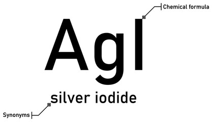 Silver iodide chemical formula and synonyms with callout titles
