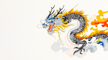 dragon tattoo design with kanji characters, white background