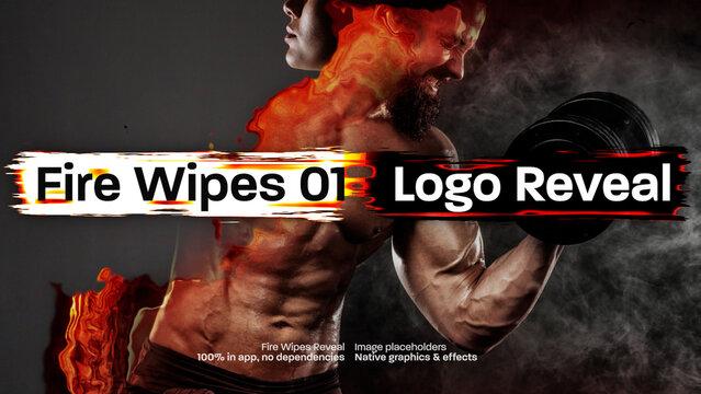 Fire Wipe Image Logo Reveal 01, Dynamic Grunge Burning Effect Intro Opener