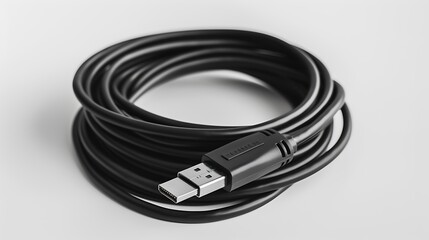 rolled up laptop charger cable