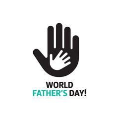 Obraz premium Holding Hand of a child in the hand of an adult vector logo. World Father Day. Symbol of care, kindness, family, children, parents. Light lantern ray hand shadow
