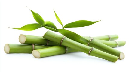 Fototapeta premium A bunch of bamboo sticks are laying on a white background