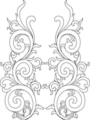 Vector sketch illustration silhouette design ornament decoration classic vintage floral ethnic traditional 