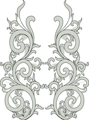 Vector sketch illustration silhouette design ornament decoration classic vintage floral ethnic traditional 