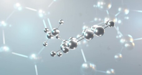Tyramine rotating 3d molecule, molecular structure of trace amine, seamless video