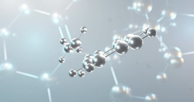 Tyramine rotating 3d molecule, molecular structure of trace amine, seamless video