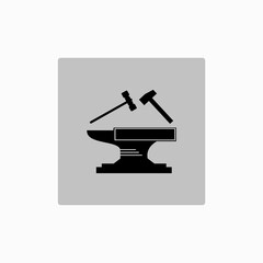 Forge icon. Smithy symbol. Hammer and anvil emblem.