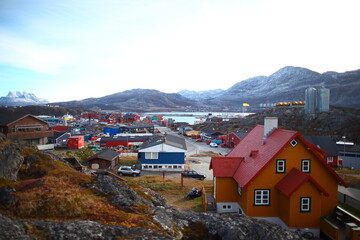 Scenery of Nuuk, the capital of Greenland in the Arctic