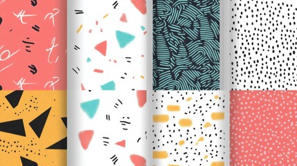 A set of six different abstract patterns with a variety of colors and shapes