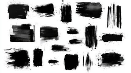 A collection of black brush strokes on a white background