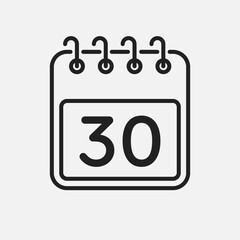 Vector icon page calendar - day 30