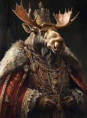 Noble Moose in Ornate Royal Attire 