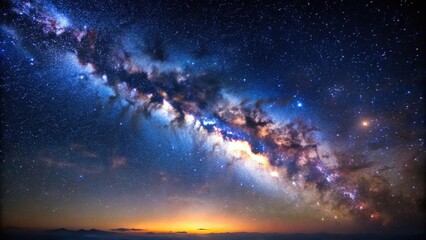 Fototapeta premium Milky way night sky with stars twinkling like diamonds against a dark canvas, universe, astronomy, galaxy, stars, cosmos