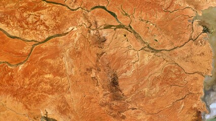 4K Desert South Australia Map, High Resolution Satellite View With No Border, Widescreen 4K Resolution