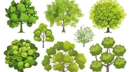 Collection of Green Trees Illustration