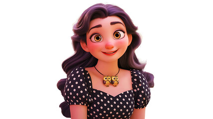 A cartoon drawing of a girl with long hair looks very attractive.