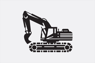 a black silhouette of an excavator