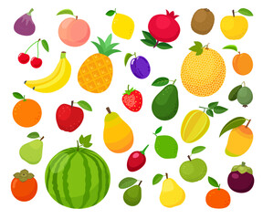 Collection of colorful fruit icons 