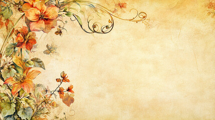 vintage floral background in pale peach hues decorate"