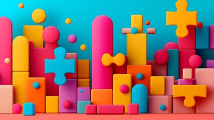 Vibrant Creative Puzzle Pieces for Successful Design