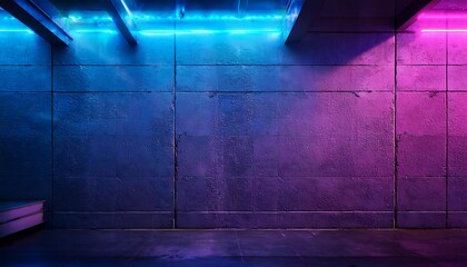 Develop a stylish, urban background with a mix of concrete textures and neon accents