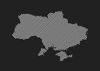 Obraz premium Abstract map Ukraine, parallel grey lines