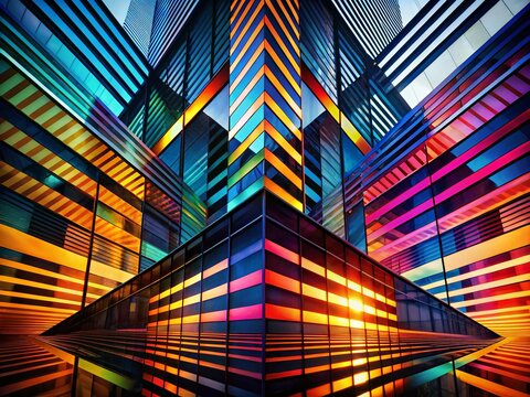 Abstract Geometric Stripe Lines on Dark Background - Modern Double Exposure Design