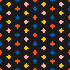 Seamless pattern with colorful cross and black background