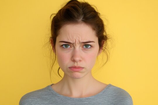 A woman displaying worry and uncertainty with a thoughtful facial expression
