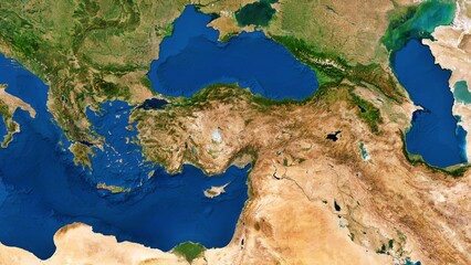 8K Turkiye Map, High Resolution Satellite View With No Border, Widescreen 4K Resolution