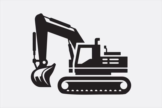 recommend clip art: a black silhouette of an excavator