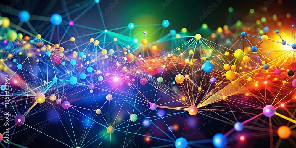 Poster abstract network connection with dots and lines for digital data visualization and social communicat