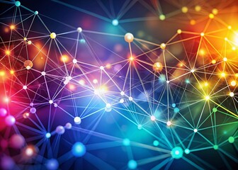 Obraz premium Abstract Polygonal Network with Dots and Lines - Global Connection in Medical Innovation and Science Technology