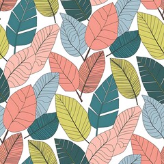 Pastels Tropical Leaf seamless pattern design for fashion textiles, graphics and crafts