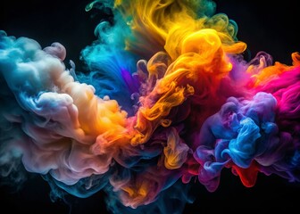 Obraz premium Abstract Smoke Art in Motion - Ethereal Swirls of Colorful Smoke Captured in Drone Photography for Stunning Visuals