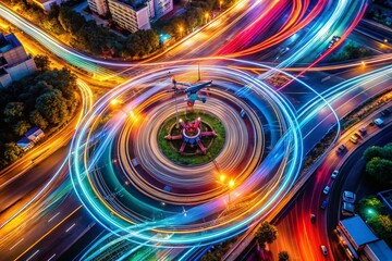 Abstract Swirling Light Trails Captured by Drone Photography for Stunning Visuals and Backgrounds