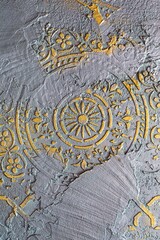 Oriental ornament with Arabic and Islamic style in design. Wall stucco or decorative plaster with an artistic motif