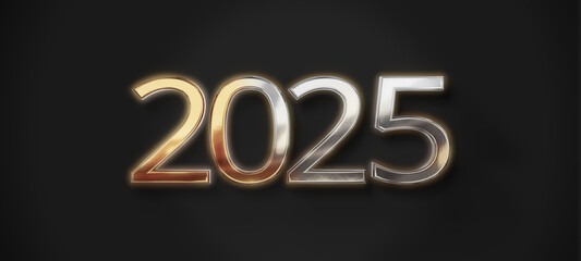 glossy blurred effect at 2025 golden new year symbol 3d-illustration