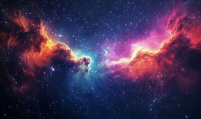 Obraz premium Colorful cloud spiring nebula and galaxy cloud in deep space capturing the wonders of the universe abstract photo.