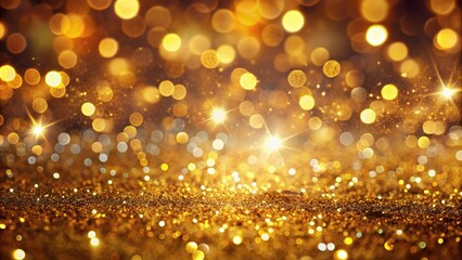 Abstract festive background with golden particles creating a bokeh effect for Christmas celebration