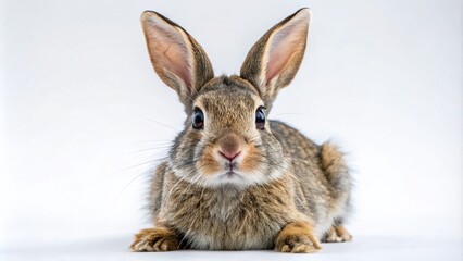 Naklejka premium Aerial View of a Rabbit on a White Background - Perfect for Nature and Animal Photography