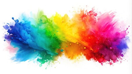 Bright colorful watercolor splash brush stroke on white background close-up